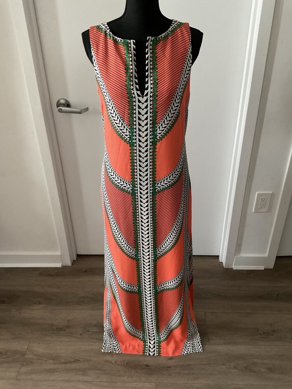 Mara Hoffman Sleeveless Column Maxi Dress In Coral Shields Print